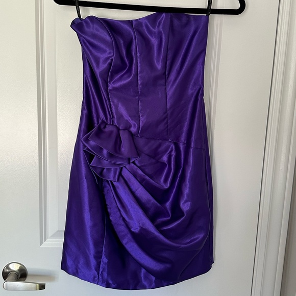 JESSICA MCCLINTOCK X GUNNE SAX women's purple rouched mini dress, 3 US. - Picture 8 of 9